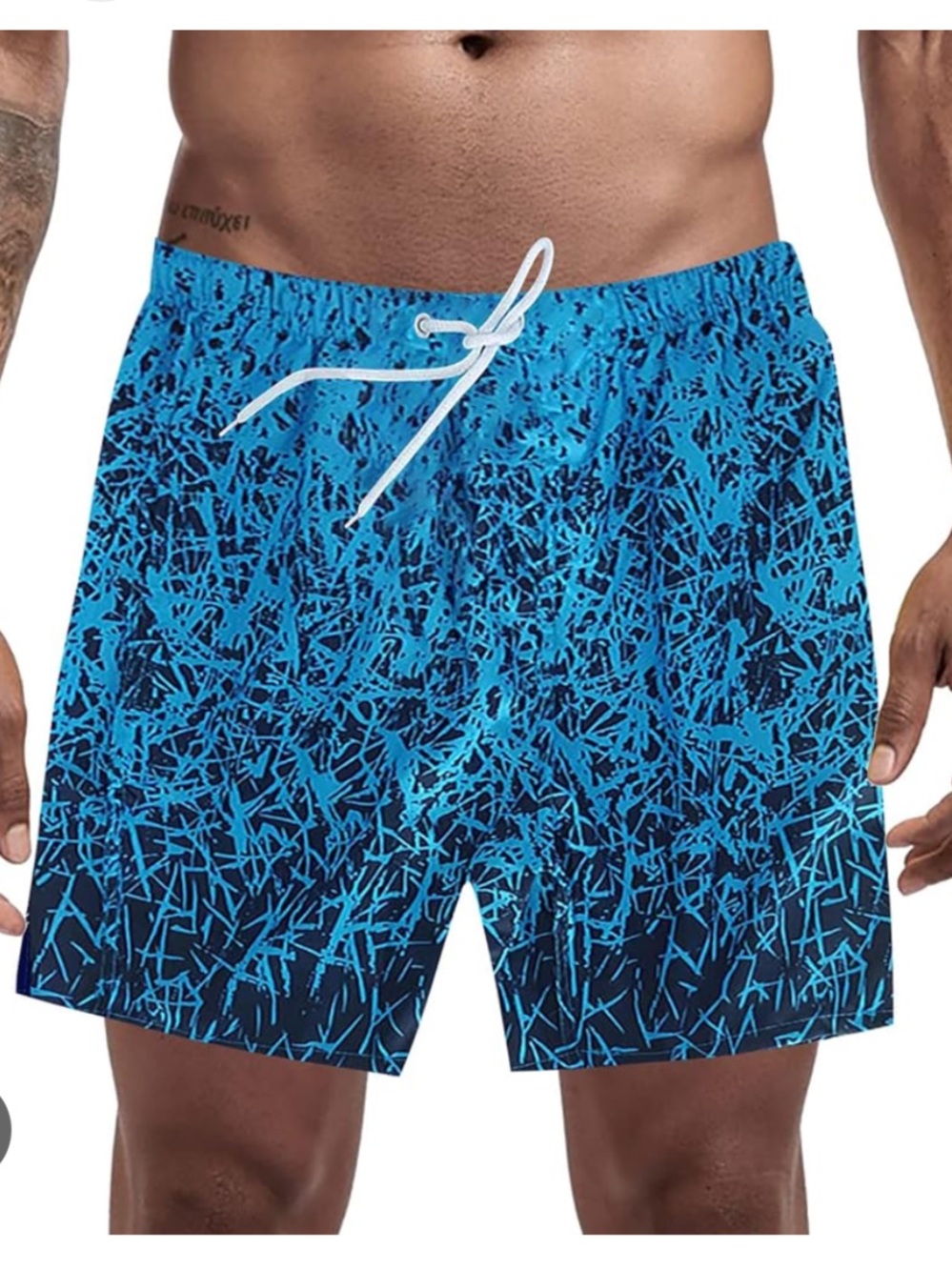 Blue Patterned Men's Swim Shorts